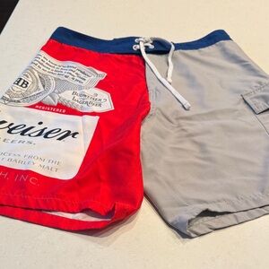 Budweiser Red and Gray Athletic Shorts